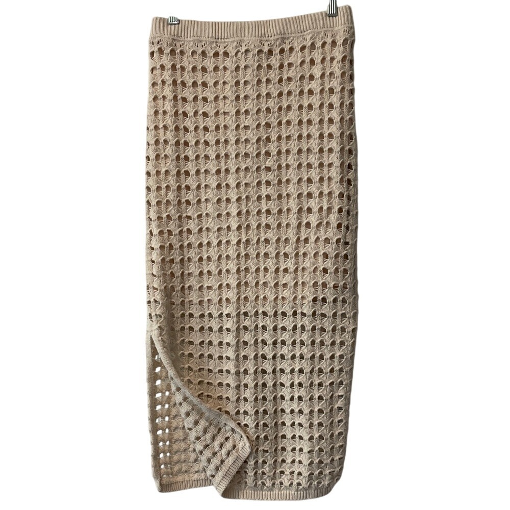 Freshman 1996 Heart Crochet‎ Cream Boho Midi Skirt Medium